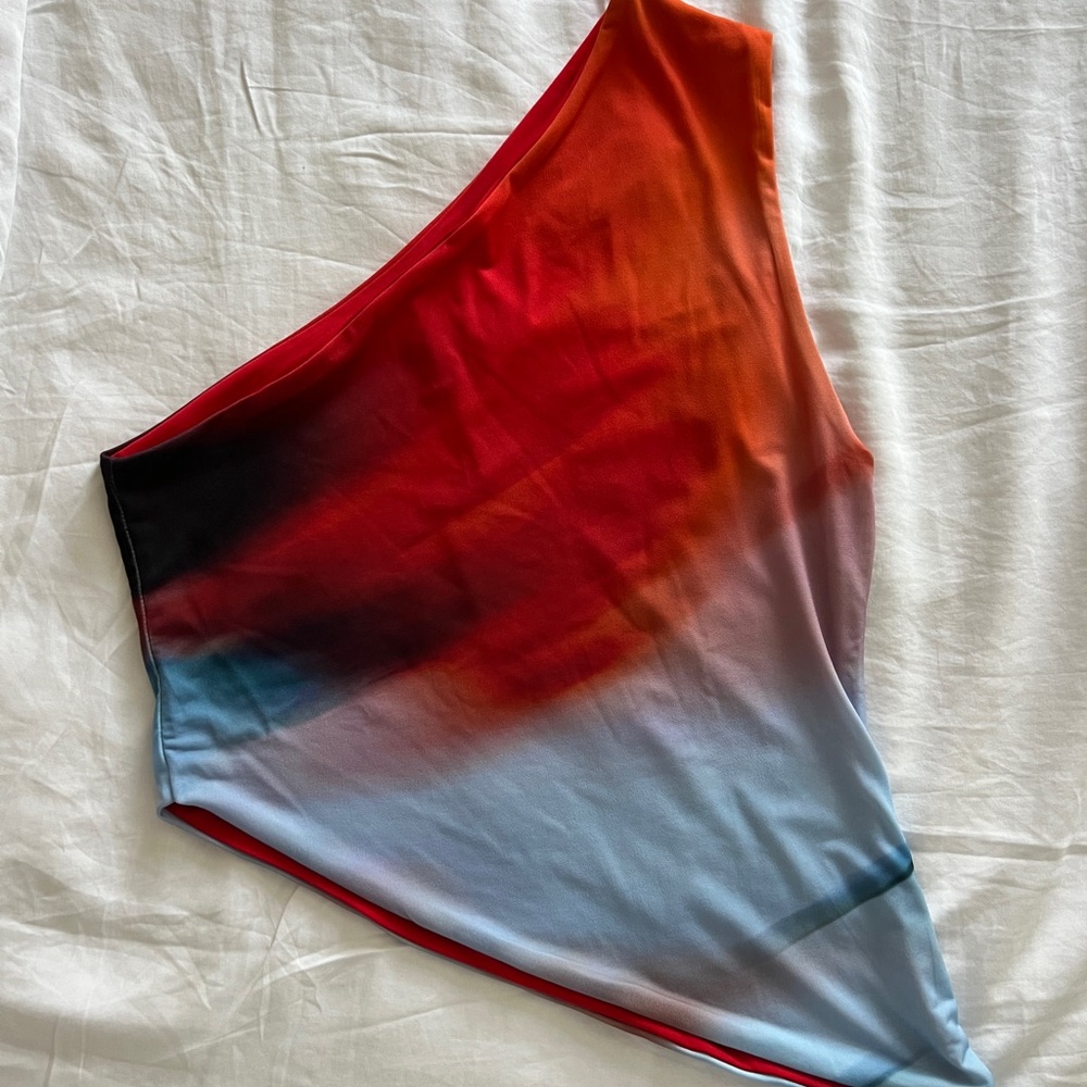 Asymmetrical Multicolor Crop Top